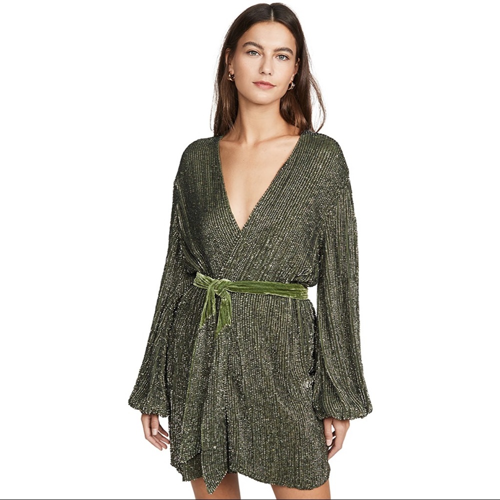 Retrofete Olive Green Mini Dress